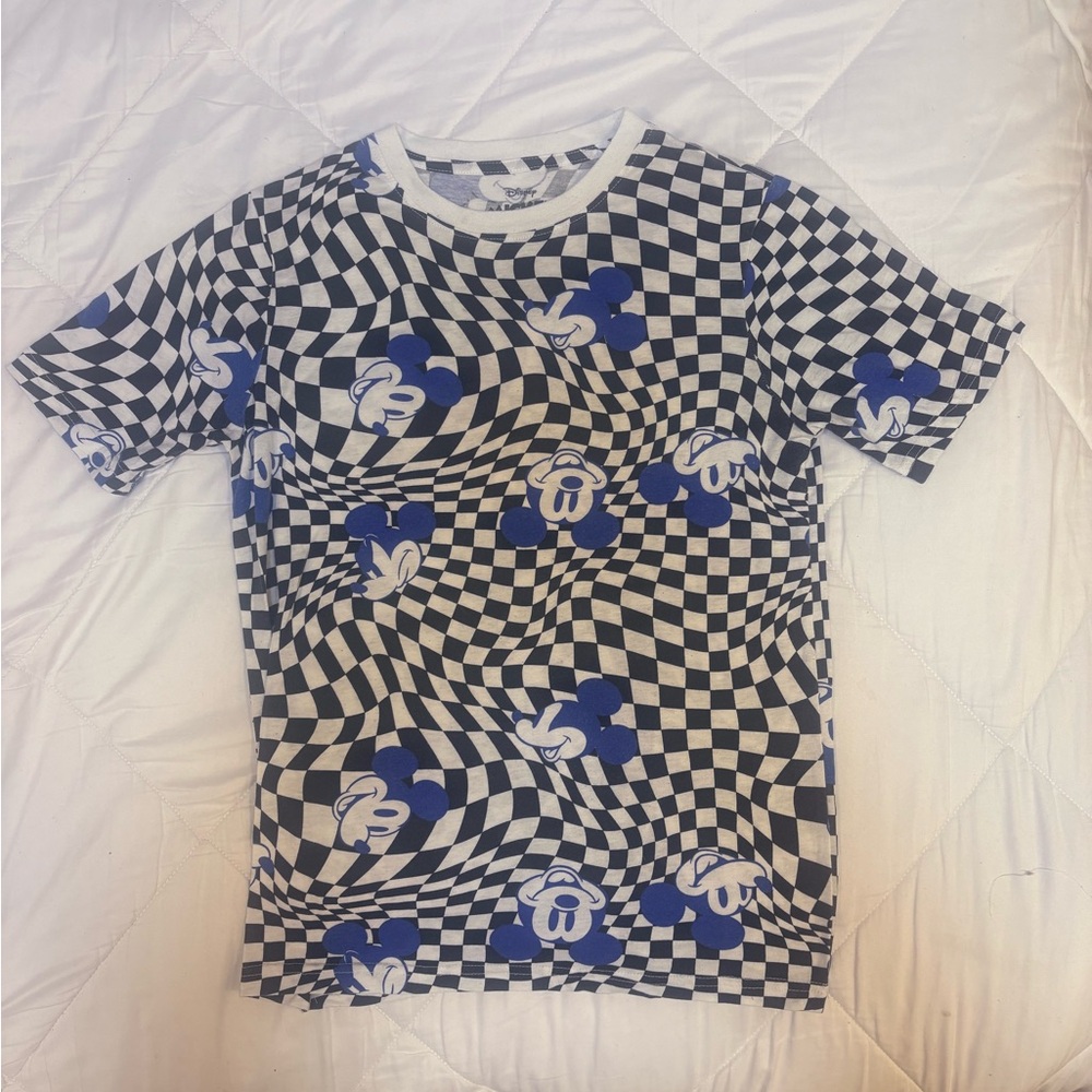 Disney Blue and Black Optical Illusion Short Sleeve Tee